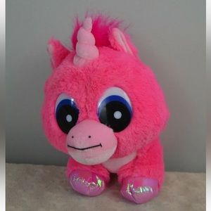Six Flags Pink Unicorn Plush Stuffed Animal Toy Big Eyes Shiny Feet